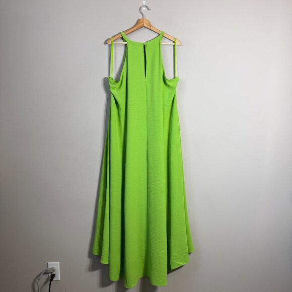Torrid Tea Length Vacation Silk Halter Hi-Low Dress Women's 4 Greenery Midi NWT - Picture 5 of 15